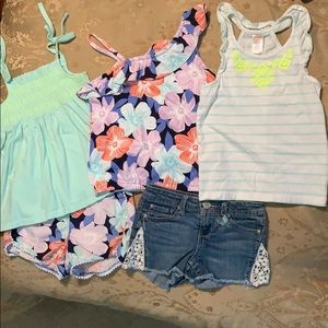 Girls size 7 tops and shorts